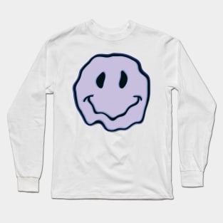 Blue melting smiley face Long Sleeve T-Shirt